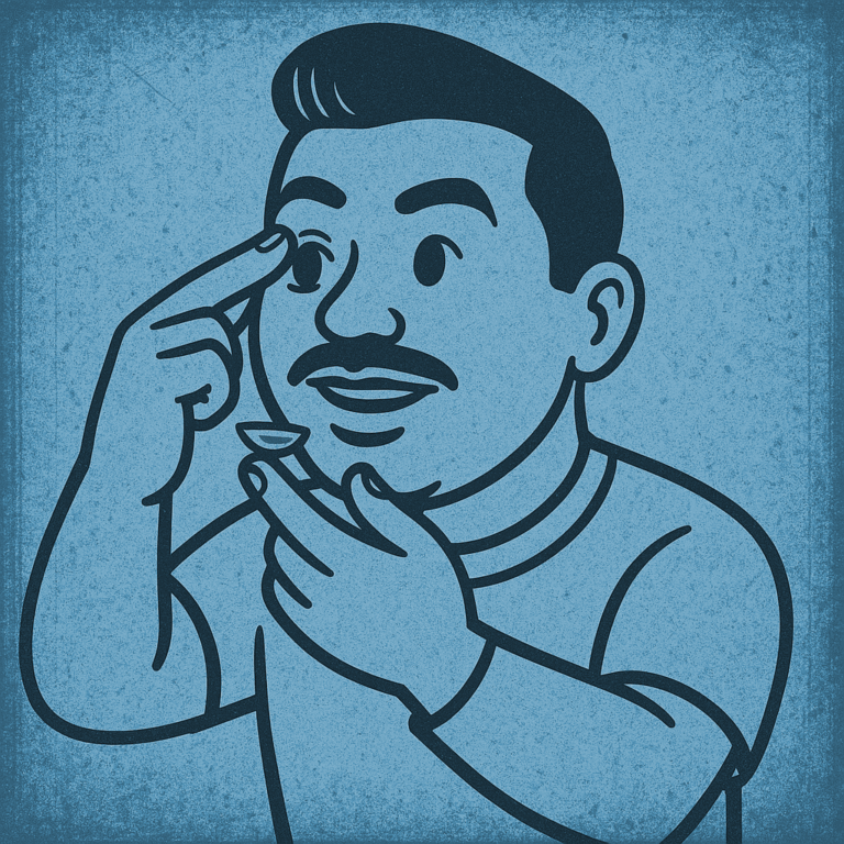 Person inserting transition contact lenses that darken in sunlight, providing UV protection, blue light filtering, and light-adaptive comfort.